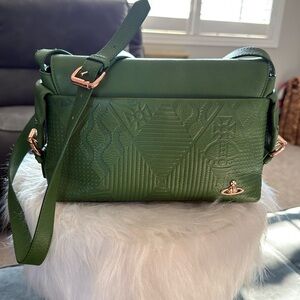 Vivienne Westwood leather embossed Green Crossbody Bag